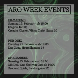 ARO WEEK EVENT ÜBERSICHT